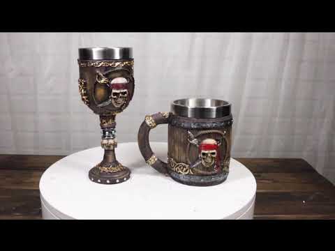 Pirate Skull Mug and Goblet Set