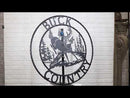 24"Dia Rustic Western Buck Country Mountains Pine Forest Metal Wall Circle Sign
