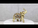 Golden Feng Shui Trunk Up Elephant With Gemstones Bullhook Tapestry Figurine