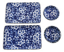 Japanese Floral Cherry Blossoms Blue White Ceramic Sushi Dinnerware Set Serves 2