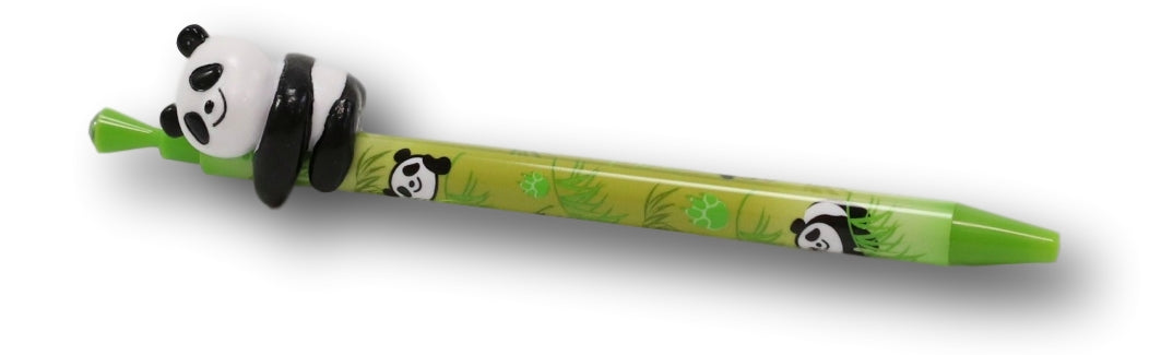 Pack Of 4 Panda Bear Cub Climbing On Bamboo Green Ballpoint Ball Black Ink Pens - Ebros Gift