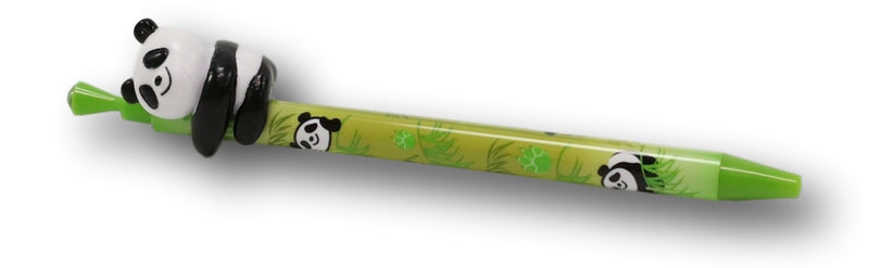 Pack Of 8 Panda Bear Cub Climbing On Bamboo Green Ballpoint Ball Black Ink Pens