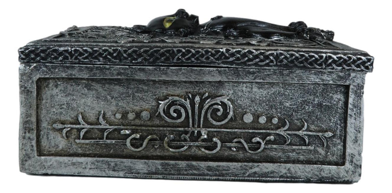 Fortune Telling Triple Moon Black Cat Wicca Tarot Cards Decorative Box Figurine