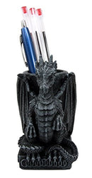 Ebros Medieval Fantasy Smaug Dragon Stationery Holder Statue Gothic Dragons Organizer Office Desktop Pen Pencil Holder Figurine 4.75" Tall Gothic Gargoyle Sentry - Ebros Gift