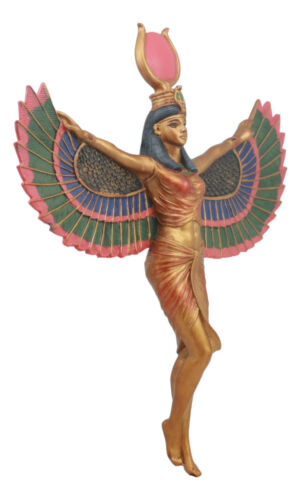 Ancient Egyptian Goddess Isis With Open Wings Wall Decor Isis Ra Deity Plaque