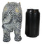 Auspicious Grey Glossy Mosaic Design Noble Aztec Elephant with Trunk Up Figurine
