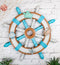 Marine Ship Steering Helm Boat Wheel With Turtle Crab Starfish Shell Wall Decor