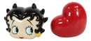 Comical Betty Boop And Giant Heart Love Ceramic Salt And Pepper Shakers Set