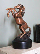 Western Black Beauty Prancing Horse Bronzed Resin Figurine With Base 6.75"Tall