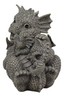 Ebros Garden Dragon Family Mommy and Me Time Statue 8" Long Cute Baby On Mother's Bosom Dragons Faux Stone Resin Finish Figurine Fantasy Home Decor