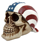 Independence Day Patriotic Skull With US Flag Banner Bandana Decorative Figurine