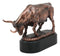 Wall Street Charging Bull Bronze Electroplated Resin Statue With Pedestal Base