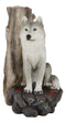 Woodlands Lone Gray Wolf Greetings Figurine Solar LED Light Lantern Welcome Lamp