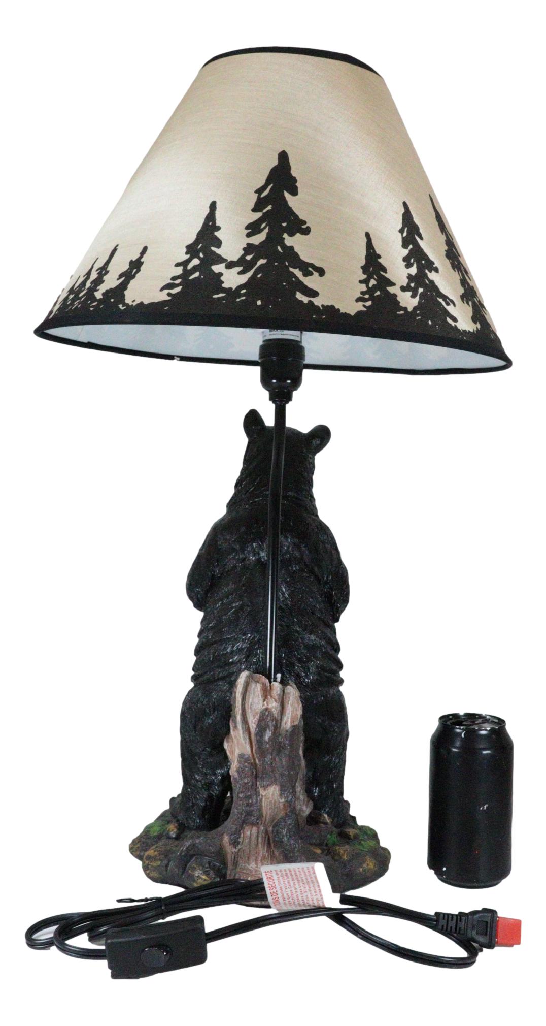 Large Standing Black Bear Surveyor Arkadius Desktop Table Lamp Decor Figurine - Ebros Gift