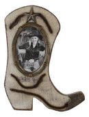 Rustic Western Cowboy Boot Barbed Wire And Lone Star 6"X4" Wooden Picture Frame