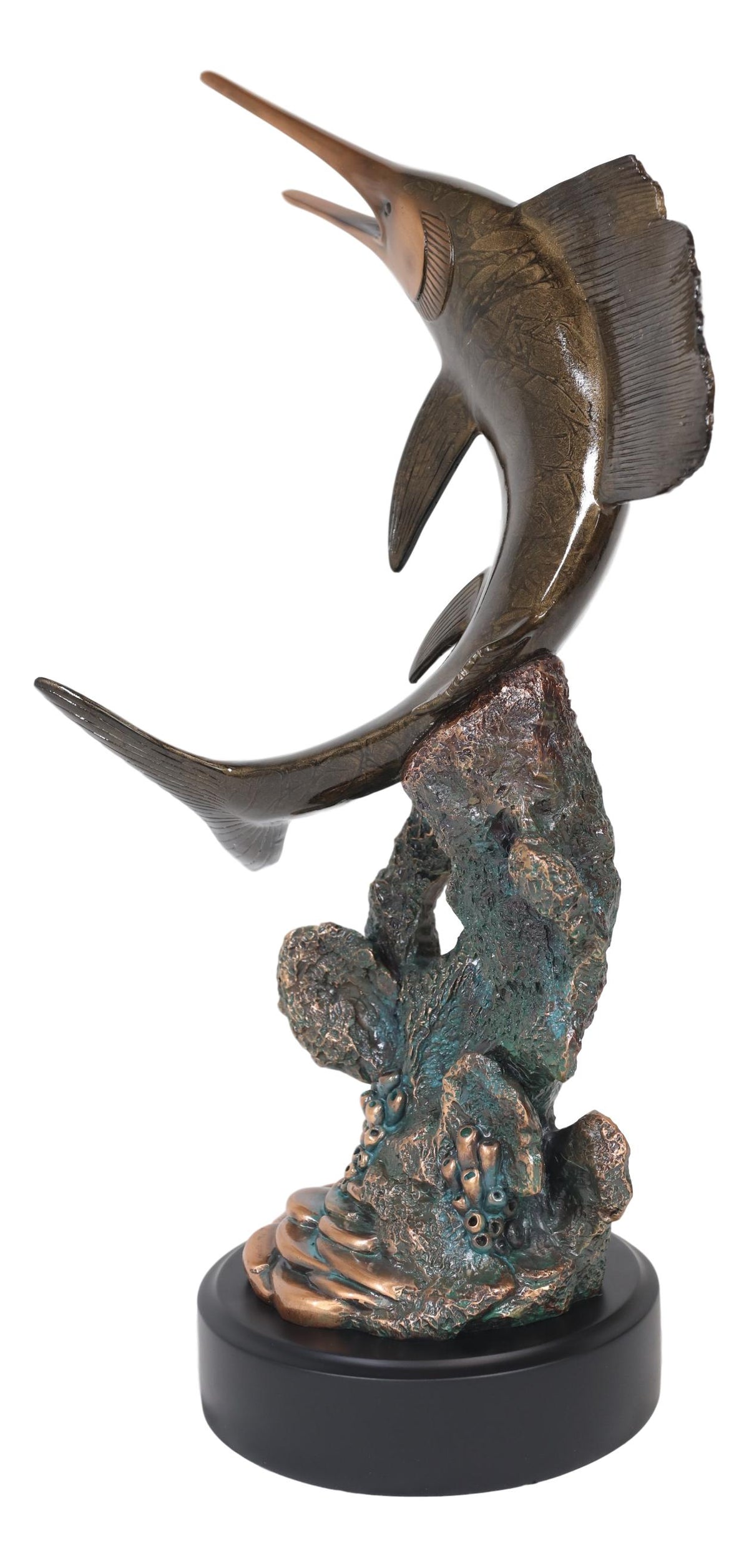 Ebros Large Nautical Marine Sailfish By Coral Reef Electroplated Bronze Statue - Ebros Gift