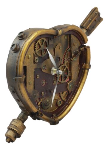 Ebros Valentine's Steampunk Cupid Arrow Pierced Heart Decorative Wall Clock