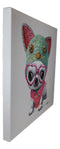 Colorful Chihuahua Puppy Dog With Pink Heart Glasses Canvas Wooden Picture Frame