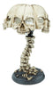 Ebros Evil Resurrection Ossuary Skulls Shade W/ Skeleton Bone Spine Column Table Lamp