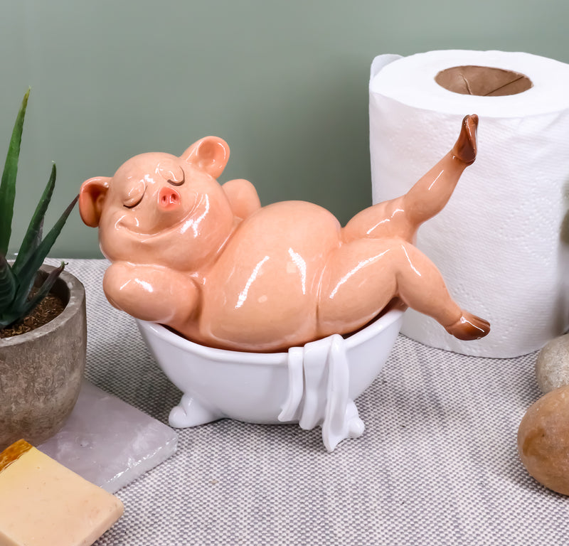 Ebros Sexy Babe Marilyn The Swine Pig Diva Bathing in Bathtub Statue 6"L Animal Decor