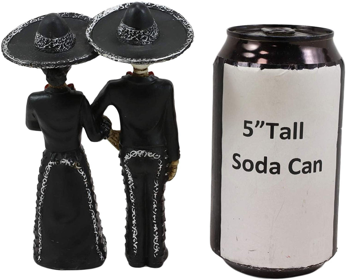 Ebros DOD Wedding Bride and Groom Mariachi Skeleton Couple Figurine 5.5" Tall