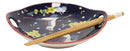 White Crane In Blue Sky Small Appetizer Coupe Plate Flat Bowl W/ Chopsticks Set