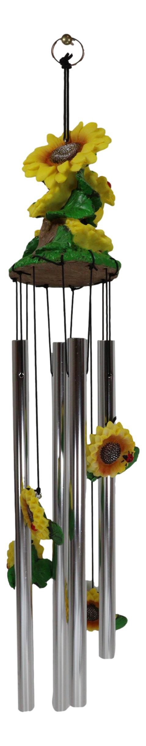 Ebros Spring Sunflowers Bloom Resonant Relaxing Wind Chime Patio Garden - Ebros Gift