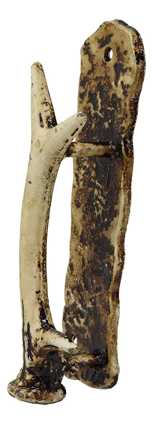 Ebros Set of 2 Western Rustic Deer Antlers Door Pull Handle Hardware Pack of 2 Left and Right Sides Decorative Accent 8" High for Barn Doors Entrance Main Cabin Lodge Country Home Antler Accent
