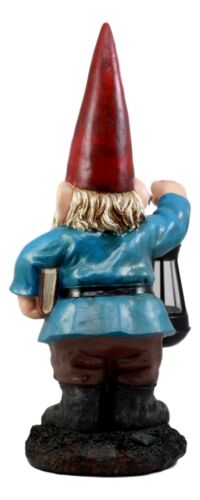Ebros Whimsical Gnome Holding Book of Spells Solar LED Lantern Light Statue 17"H - Ebros Gift