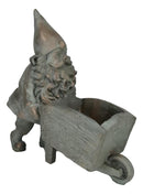 Hardworking Mr Gnome Pushing Wheelbarrow Cart Floral Planter Vase Garden Statue