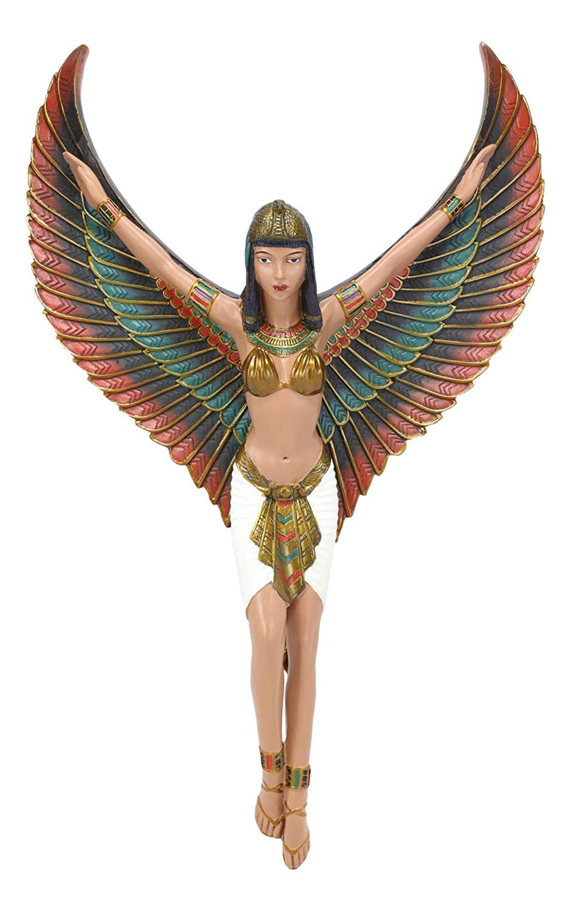 Ebros Ancient Egyptian Goddess Isis with Open Wings Wall Sculpture Decor 18"H