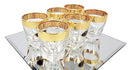 Ebros Gift 10K Gold Plated French Amour Heart Pattern 1.5oz Shot Glass Set of 6 Heavy Base High Clarity Glass