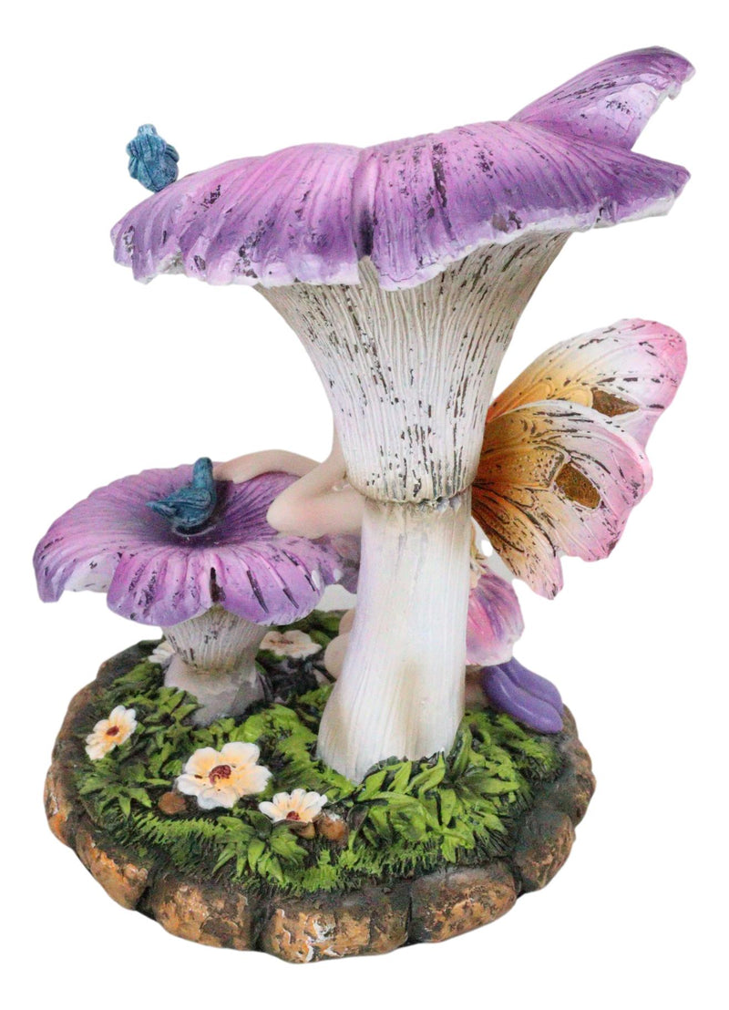 Ebros Daydreaming Girl Fairy Under Giant Trumpet Flowers With Blue Birds Statue
