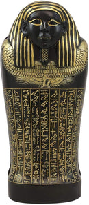 Ebros Black and Gold Egyptian High Priest Horkhebit of Saqqara Sarcophagus Coffin Decorative Box Figurine 7.25" Long Egyptian Temple Tombstone Historical Trinket Jewelry Stash Boxes Decor