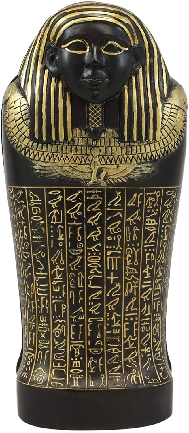 Ebros Black and Gold Egyptian High Priest Horkhebit of Saqqara Sarcophagus Coffin Decorative Box Figurine 7.25" Long Egyptian Temple Tombstone Historical Trinket Jewelry Stash Boxes Decor