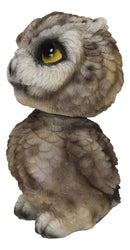 Adorable Chibi Brown Great Horned Owl Standing Bobblehead Figurine Bird Decor