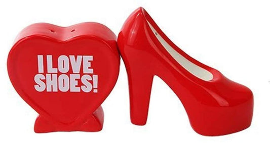 Ebros I Love Heels Ceramic Magnetic Salt Pepper Shakers - Ebros Gift