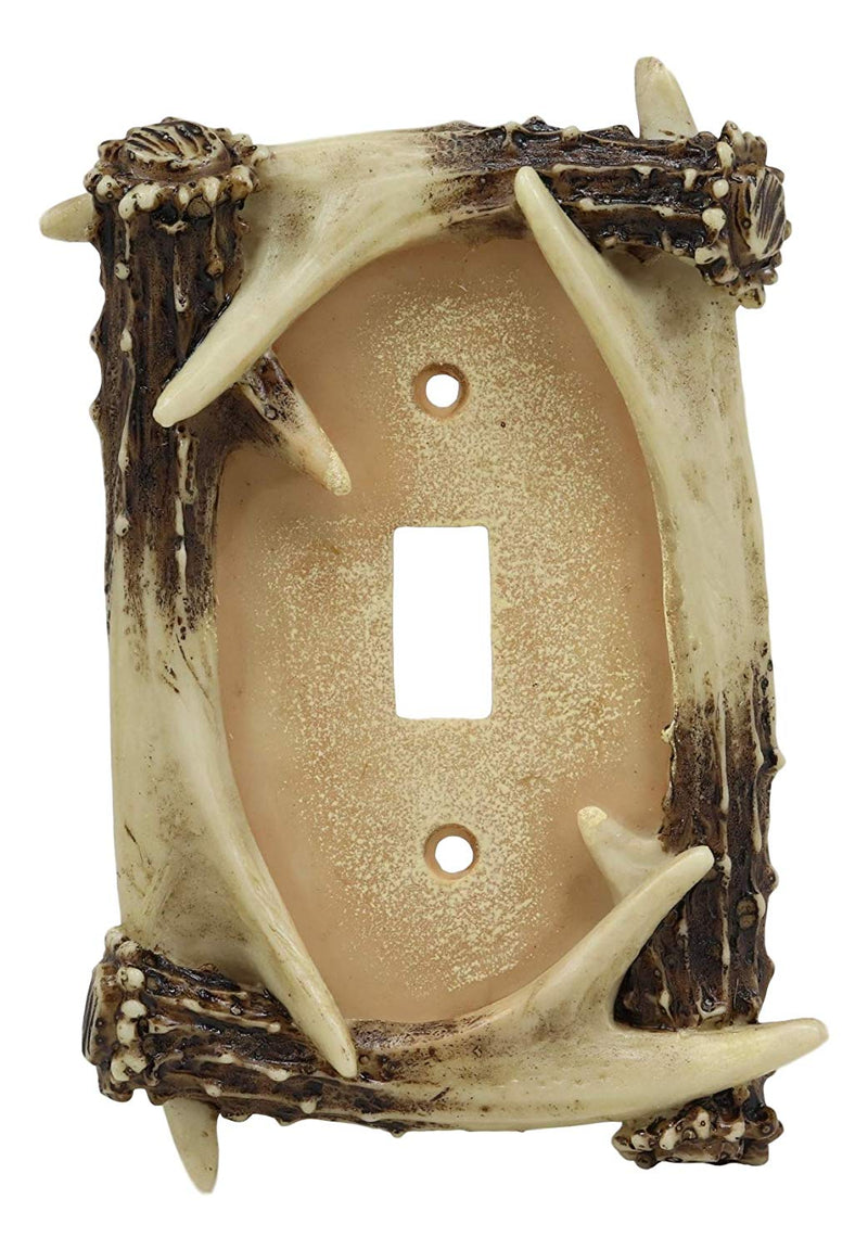 Ebros Set of 2 Woodland Rustic Deer Antlers Wall Single Toggle Switch Cover
