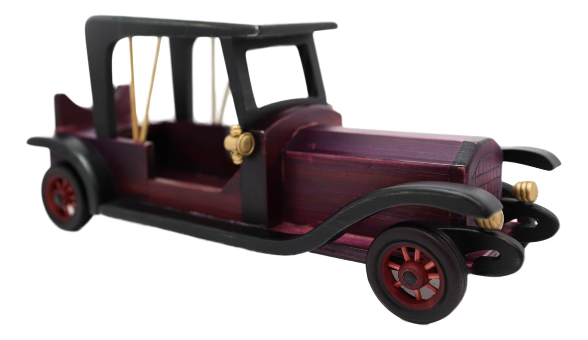 Hand Made Wood Retro Antique Style Purple Model T Sedan Car Wine Holder Figurine