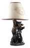 Ebros Whimsical Climbing Black Bear Cubs Table Lamp Statue Decor With Bear Face Shade