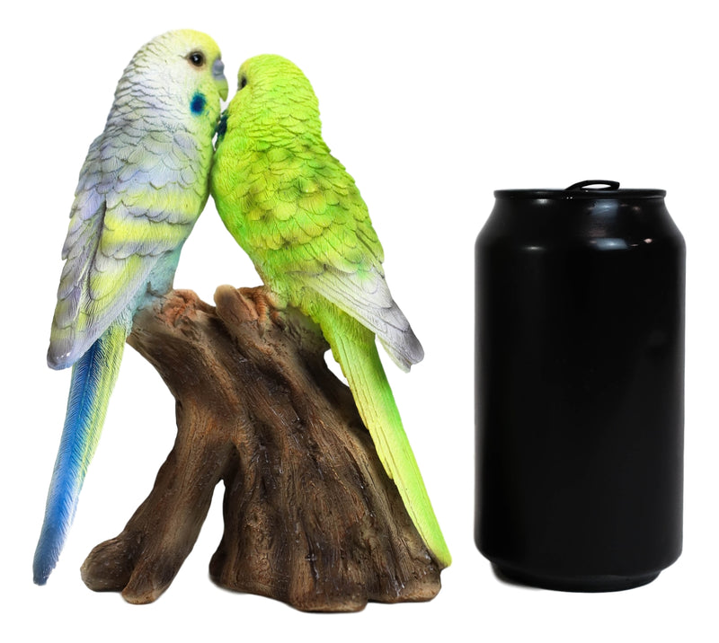 Ebros Green Blue Parakeets Perching on Branch Motion Activated Bird Sound 7"H