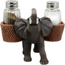 Ebros Savanna Calls Trumpeting Elephant Glass Salt And Pepper Shakers Holder Set