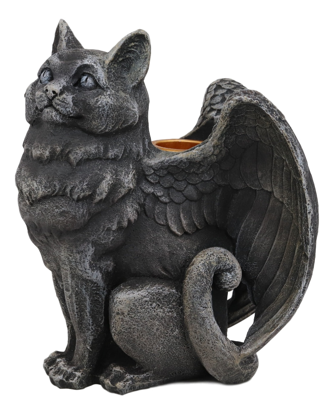 Ebros Gothic Angel Winged Cat Gargoyle Candle Holder Statue - Ebros Gift