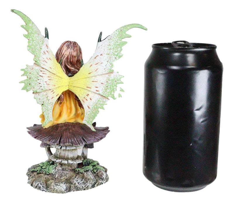 Amy Brown Summer Sunflower Fairy Sitting On Giant Toadstool Mushroom Figurine