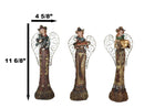 Set Of 3 Western Cowgirl Angels With Family Heart Cross Friend Sign Figurines