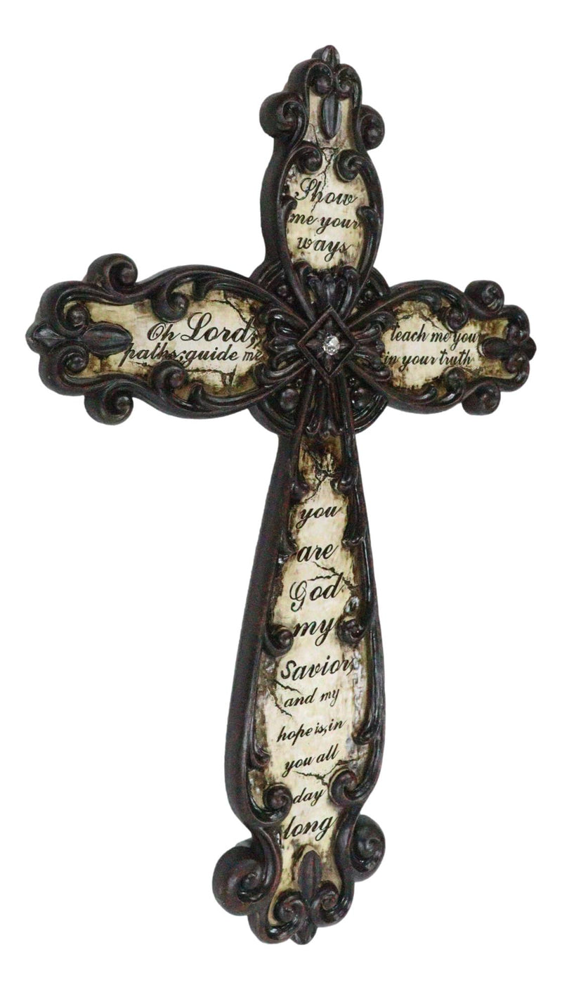 Western Scrollwork Fleur De Lis Show Me Your Ways Oh Lord Prayer Wall Cross