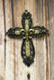 Ebros Gift Rustic Western Ornate Fleur De Lis Golden Tooled Wall Cross Decor Plaque Vintage Design Hanging Sculpture 12" High (Golden Fleur De Lis)