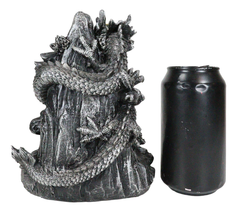 Feng Shui Oriental Dragon King On Rocky Mountain Backflow Cone Incense Holder