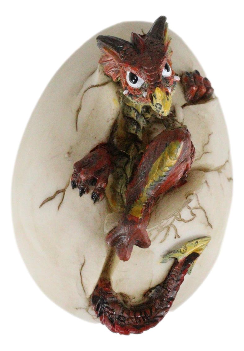 Magmatite Pyre Dragon Hatchling Resting On Egg Shell Figurine Myth & Legends