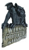 Gothic Winged Gargoyle On Warning Protected By Gargoyles Sign Wall Decor Plaque